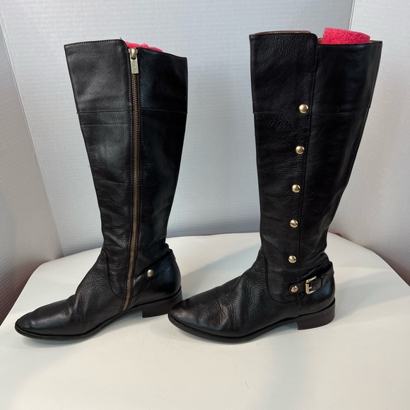 Michael Kors Shoes - MICHAEL KORS Women’s Dark Brown Leather Tall Carney Studded Riding Boots Size 8